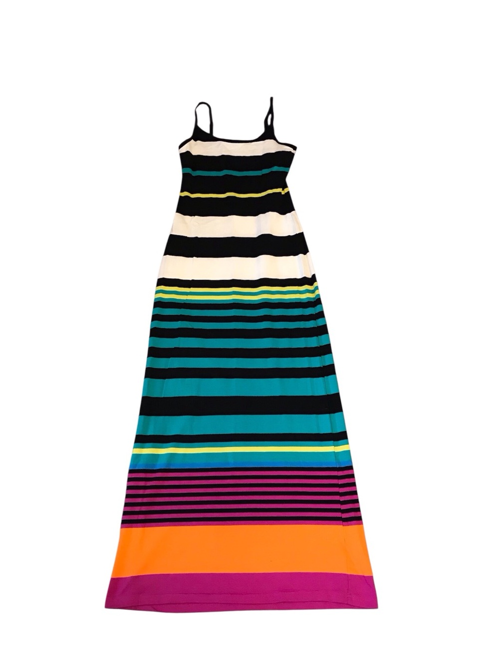 Derek Heart Striped Maxi Dress with Multicolor Bands, Women’s Size Small